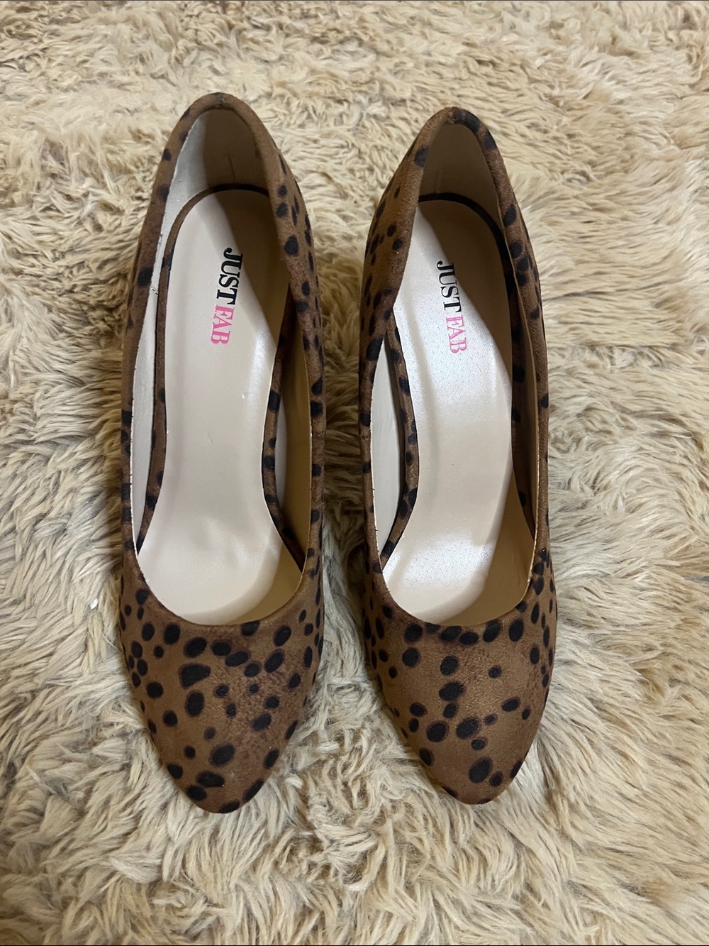 JustFab Leopard-Spot Pointed Toe Pumps in Brown and Black, Size 8 - Never Worn!